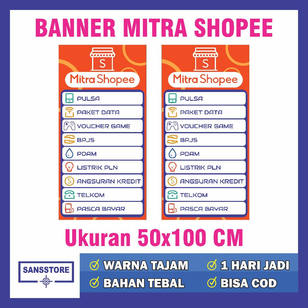 CETAK BANNER MITRA SHOPEE 50X100 CM