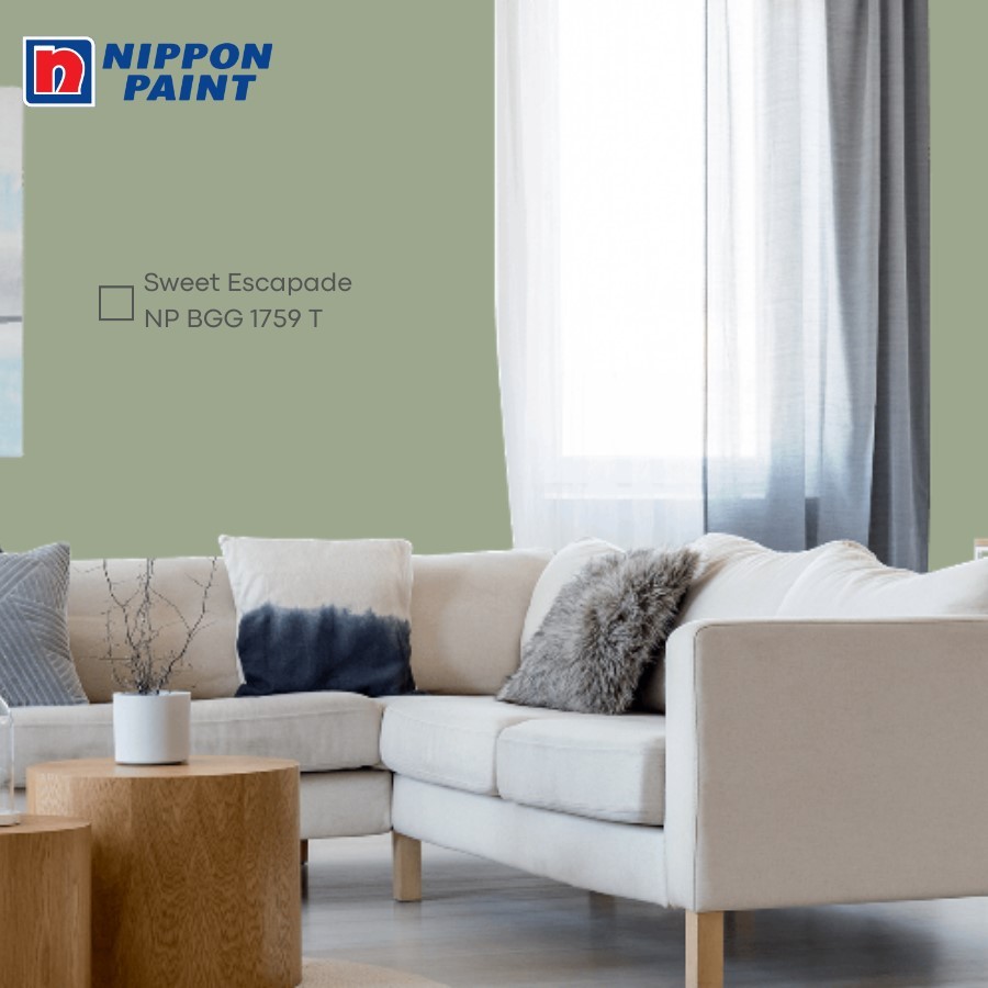 NIPPON PAINT CAT TEMBOK EKSTERIOR & INTERIOR SWEET ESCAPADE NP BGG 1759 T HIJAU SAGE SPOTLES WEATHER