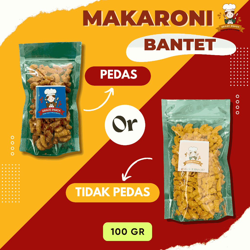 

MAKARONI BANTET DAUN JERUK 100 GR POUCH - Grace Snack