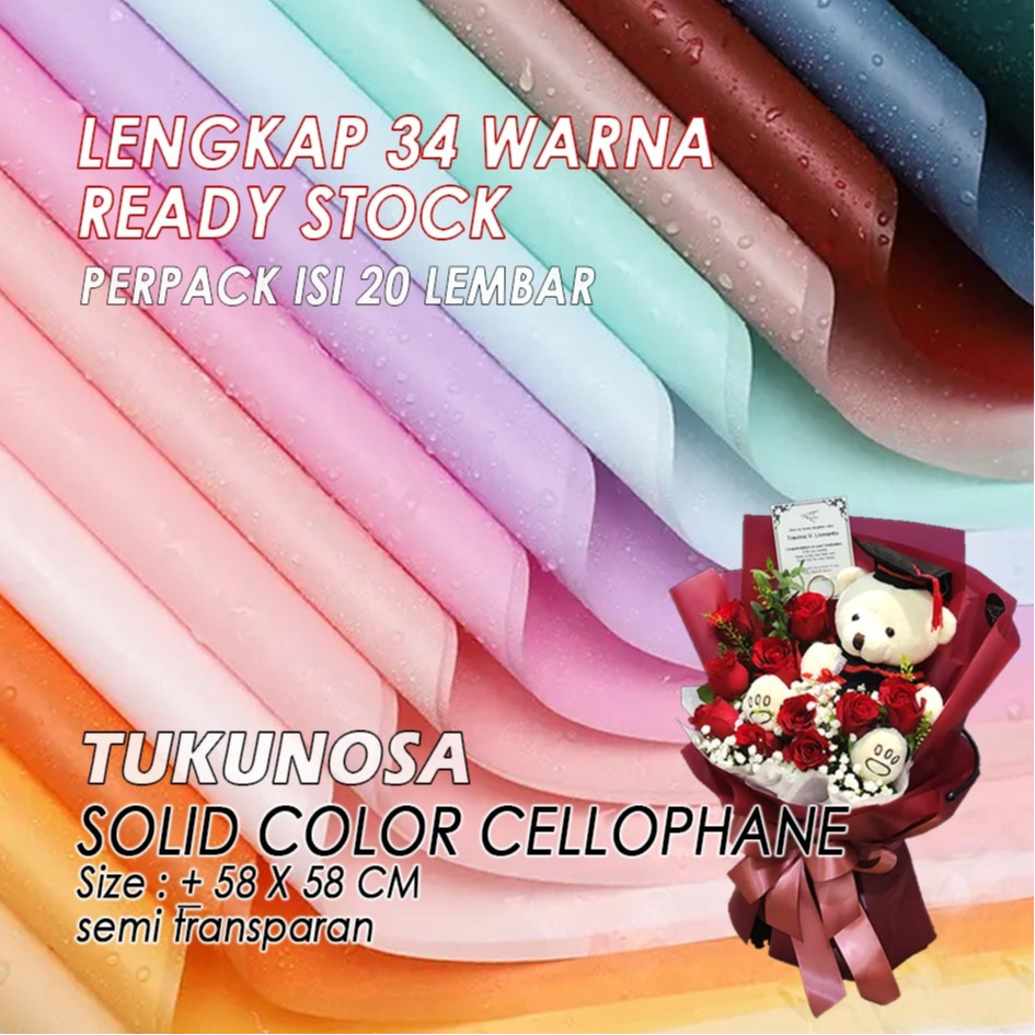 

FLOWER WRAPPING PAPER SOLID COLOR - CELLOPHANE PAPER SEMI TRANSPARAN KERTAS BUKET BUNGA WARNA POLOS BOUQUET BUCKET