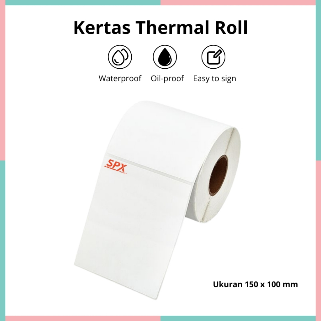 

Kertas Thermal SPX Roll isi 250 Lembar Kertas Label Printer Ukuran A6 120mm / 150mm