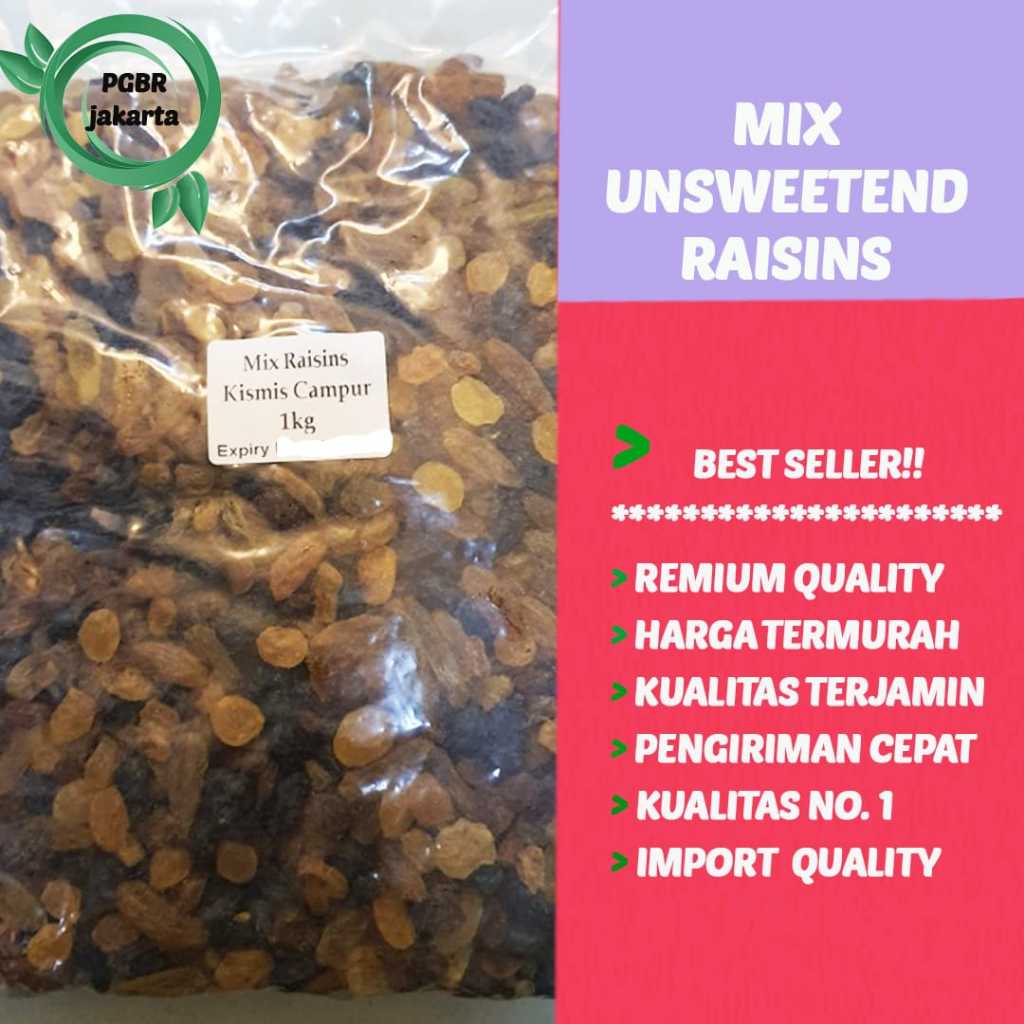 

Mix Raisins Unsweetened Premium 100 gr / Kismis Kuning dan Hitam 100 gr / Mix Raisins