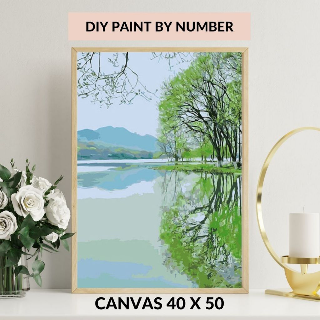 

[Papapa Store] - Paint by number 40 x 50cm Canvas Paint By Number Kit Digital Oil Painting DIY Painting Kit Lukisan
