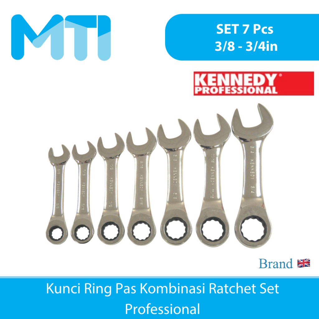 

KENNEDY PROFESSIONAL Kunci Ring Pas Kombinasi Ratchet Set 7 Pcs