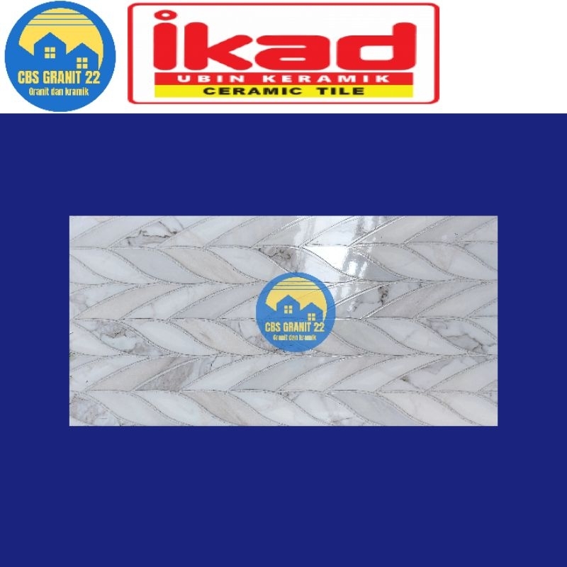 Keramik Ikad Dinding 30x60 abu abu motif Daun