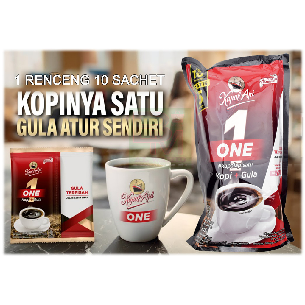 

Kopi Kapal Api One Gula terpisah 1 renceng isi 10 Sachet