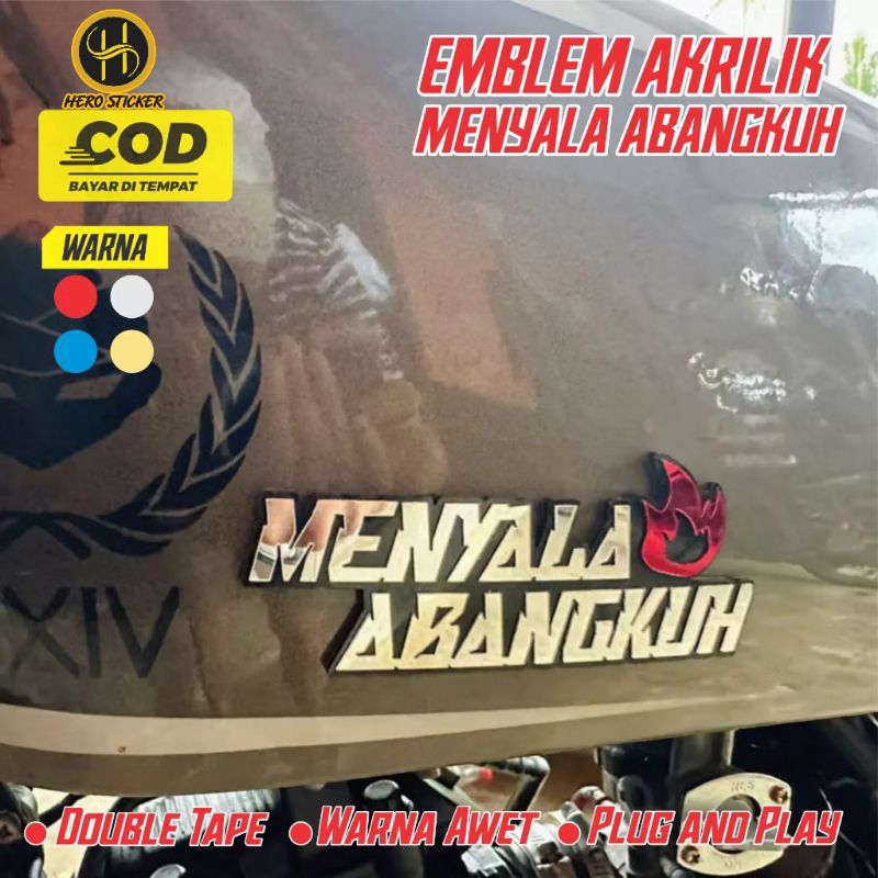 EMBLEM STICKER TIMBUL 3D MENYALA ABANGKUH AKRILIK