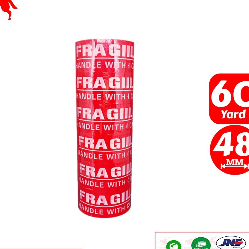 

FG2 Lakban OPP Tape Lakban Fragile Merah KSATRIA Tape 6 Yard 1 Slop