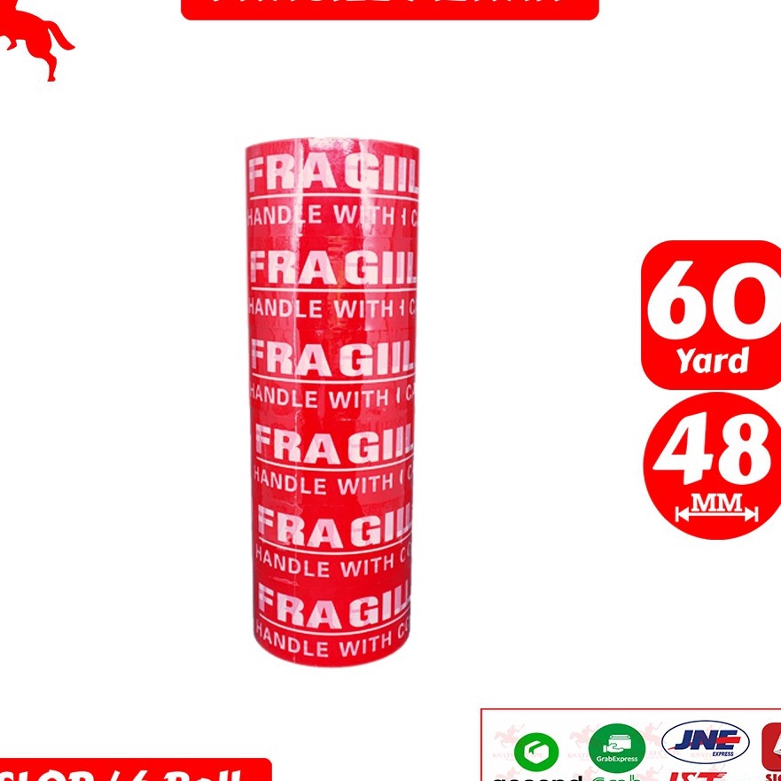 

Bonus Lakban OPP Tape Lakban Fragile Merah KSATRIA Tape 6 Yard 1 Slop