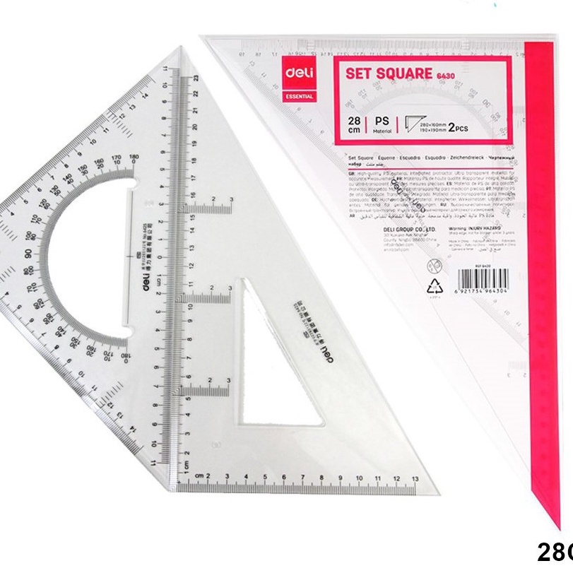 

Extra MISTAR PENGGARIS SEGITA 28 CM RULER SET SQUARE ISI 2 DELI 643