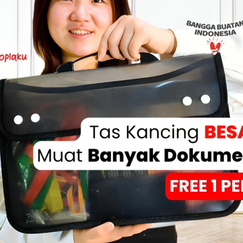 

KP8 Tas Les Map Dokumen Anti Air plastik zipper Kancing File F4 A4 Sekolah Buku Document Bag 39