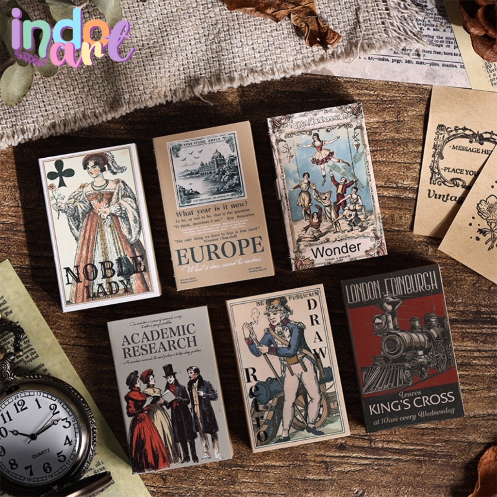 

(IAS) Mini Journal Book Tiny Kraft Paper Notebook Buku Jurnal Kecil European Retro Vintage Circus Style Alice