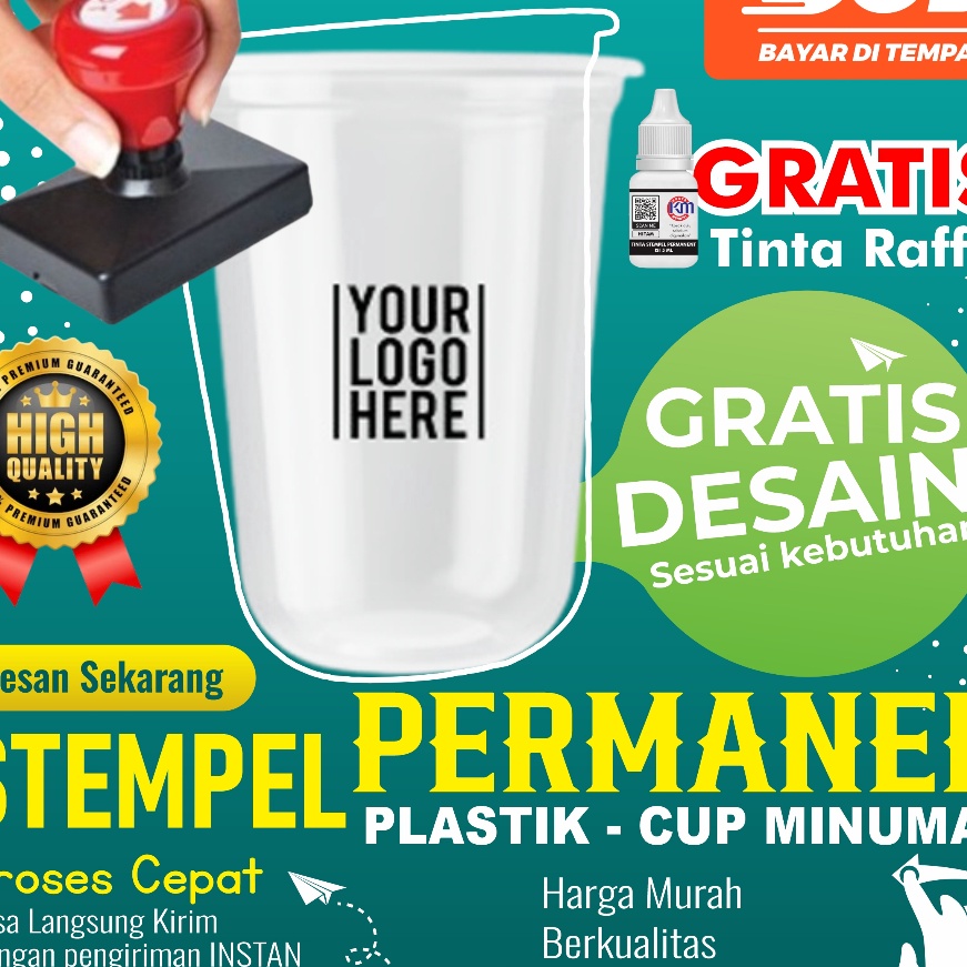 

KP8 stempel Gelas Cup Plastik CustomFree Tinta