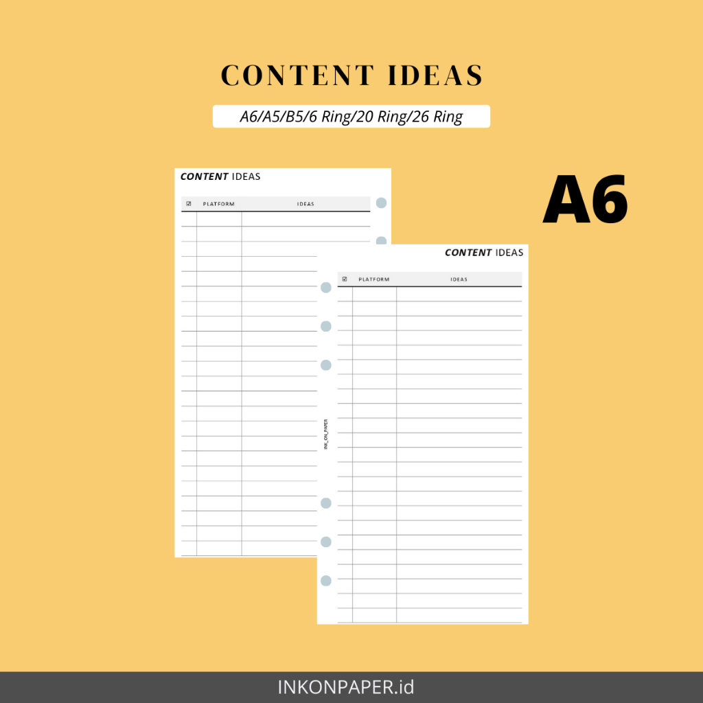

A6 - Planner, Content Planner, Content Ideas by INK_ON_PAPER