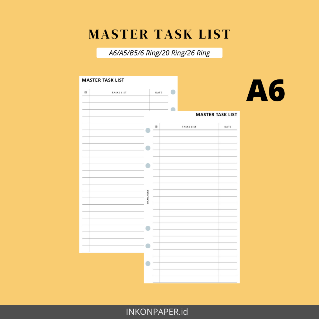 

A6 - Planner, Master Task List / To-do List by INK_ON_PAPER