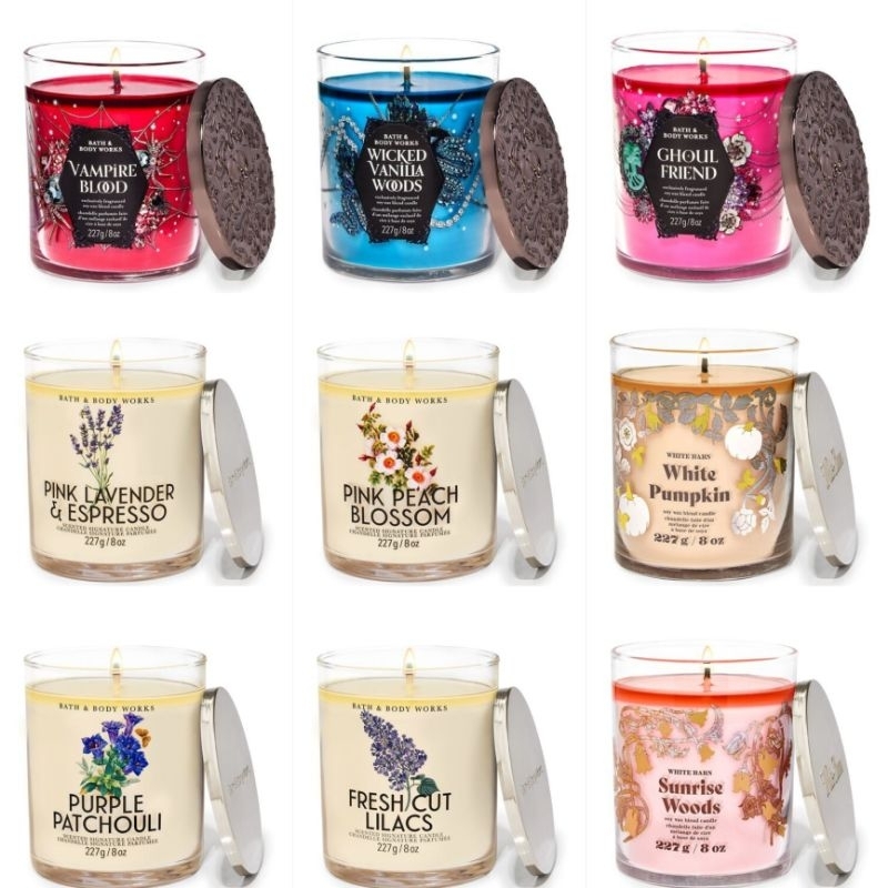 BBW Single Wick Candle -  Summer Broadwalk/ Ghoul Friend/ Vampire Bl0od/ Wicked Vanilla Woods/ Wild 