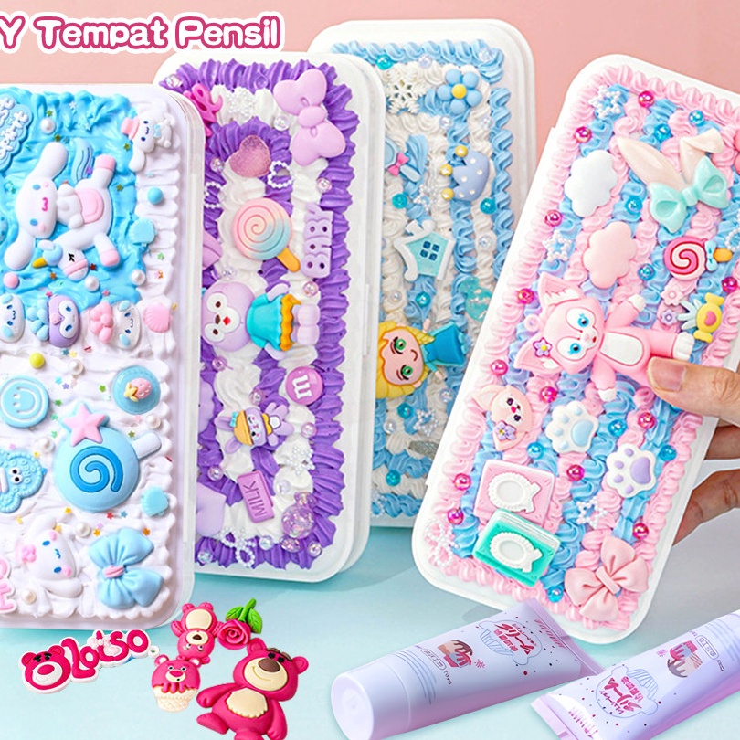 

KF7 Poney DIY Deco Cream Set Kotak Pensil Tempat Pensil Kuromi Korea Lucu Anak
