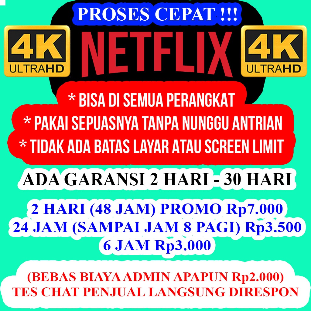 PROMO 2 HARI (48 JAM) Rp8.000 SEPUASNYA NETFLIX PRIVATE 1 PROFILE 1 ORANGANTI SCREEN LIMIT PIN PROFI