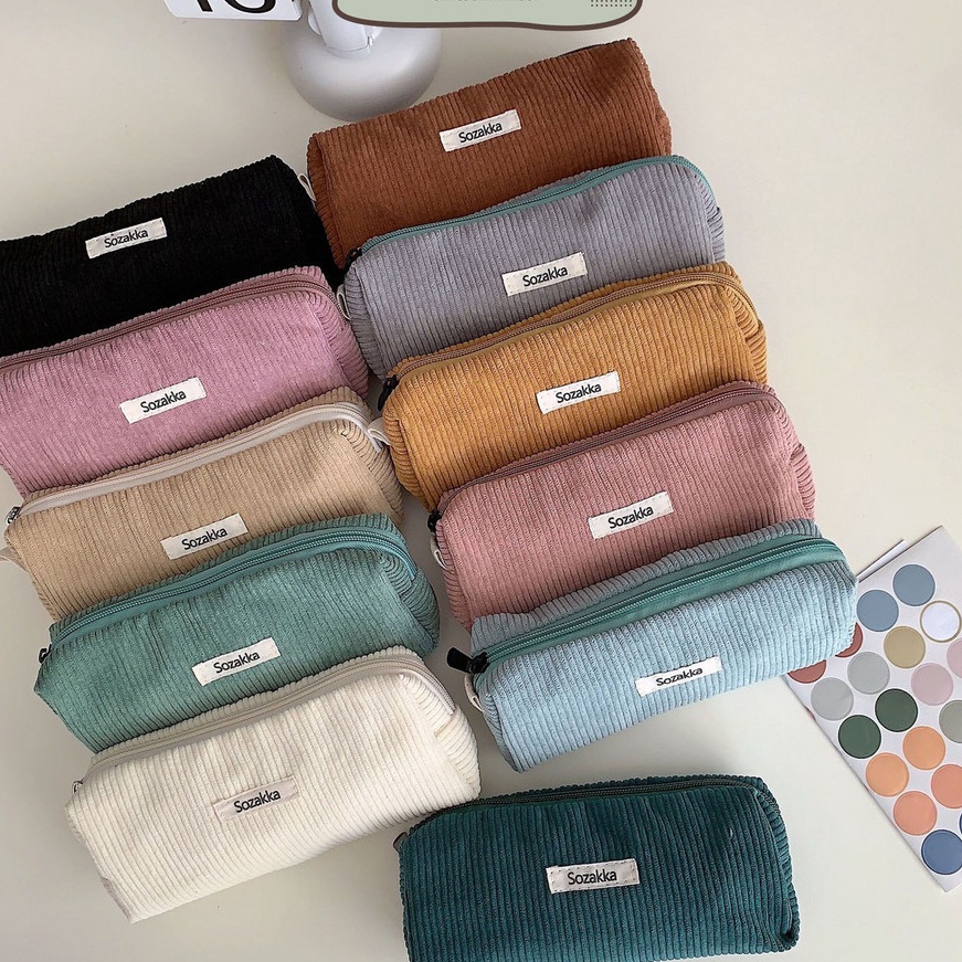 

HJ6 MILOLI 1Pcs KOTAK PENSIL SOZAKKA Corduroy Tempayt Pensil Pencil Case Korean Style Stationery F233