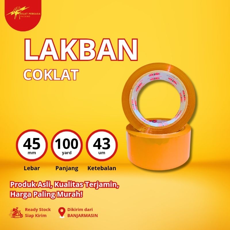 

LAKBAN COKLAT 45 MM x 100 YARD 43 MICRON TEBAL & LEM LENGKET