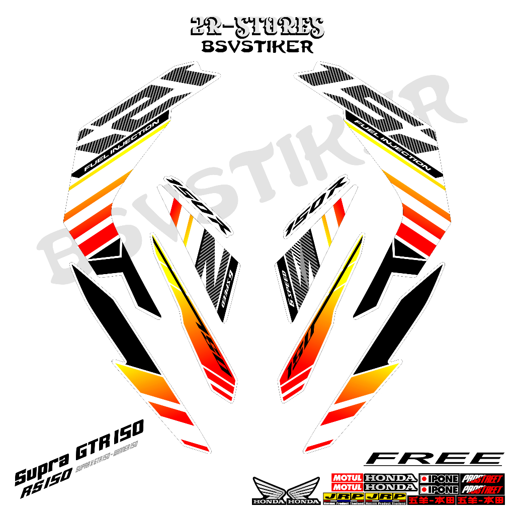 stiker striping supra gtr 150 grafis dasar putih (sku4) / sticker rs 150 / GTR / WINER 150 #GTR150