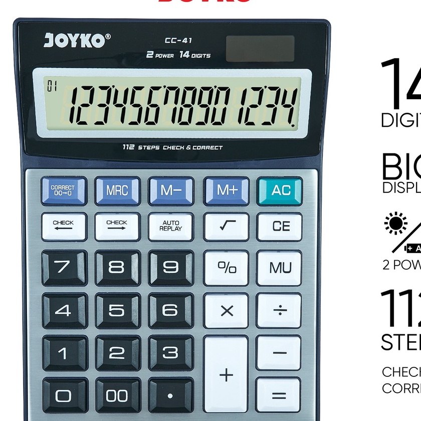 

Premium Calculator Kalkulator Joyko CC41 14 Dits Check Correct