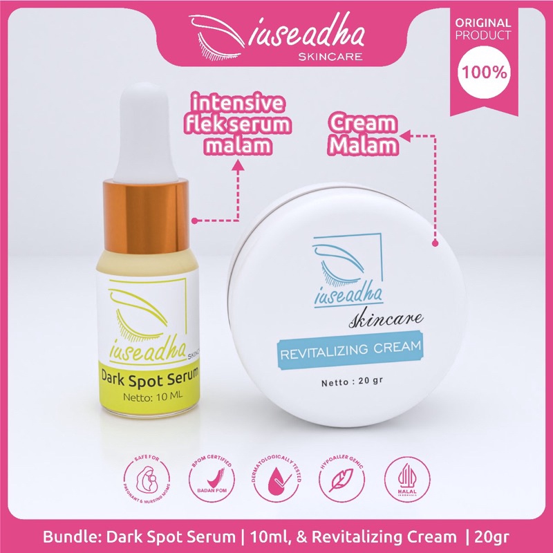 Promo Hanya Hari Ini Paket Cream Serum Flek Menahun Iuseadha Skincare  Dark Spot Serum Glowing