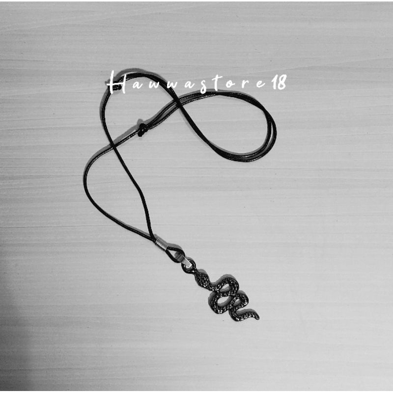 Kalung Tali Hitam Pria Wanita Terbaru Liontin ular rope Necklace