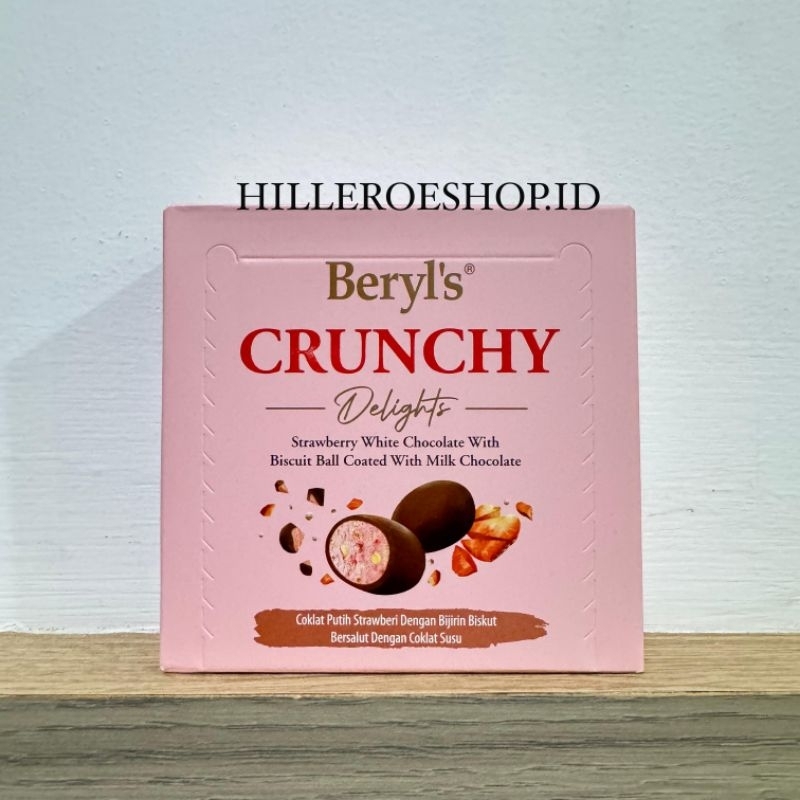 

COKLAT BERYL'S 60GRAM CRUNCHY DELIGHT STRAWBERRY WHITE CHOCOLATE WITH BISCUIT COATED MILK CHOCOLATE COKELAT MALAYSIA HALAL BERYLS