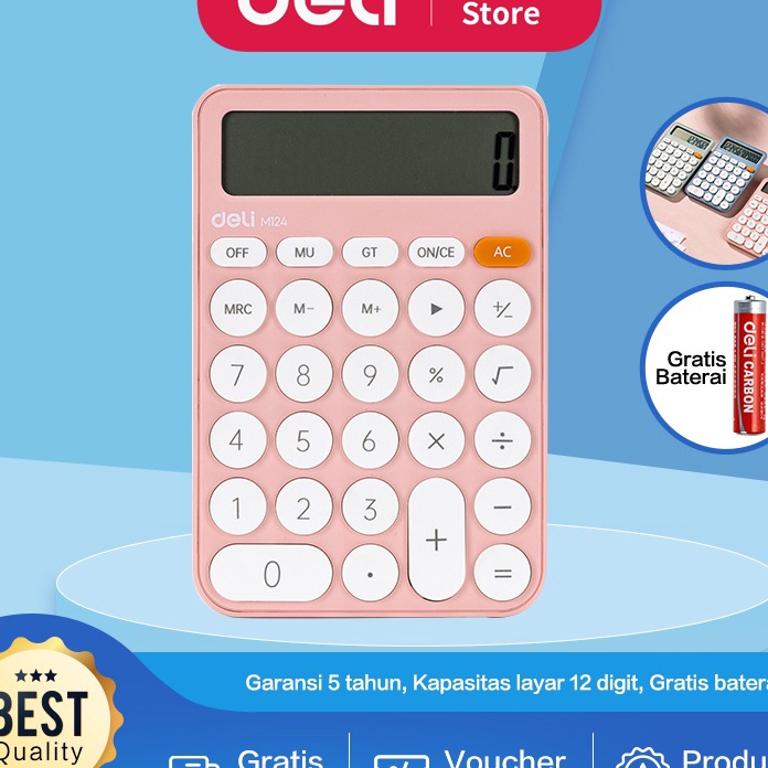 

Terbatas Deli Calculator Kalkulator Poble Garansi 5 Tahun Warna Pastel EM124