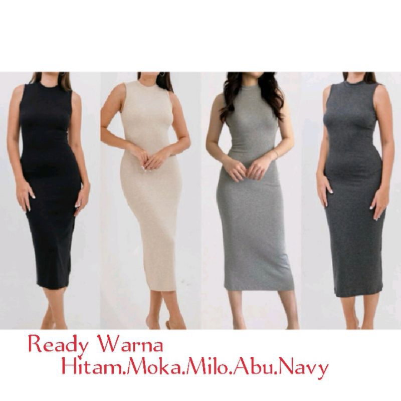 Inner Bodycon Rajut Rib Tanpa Lengan-Inner Wanita Jumbo
