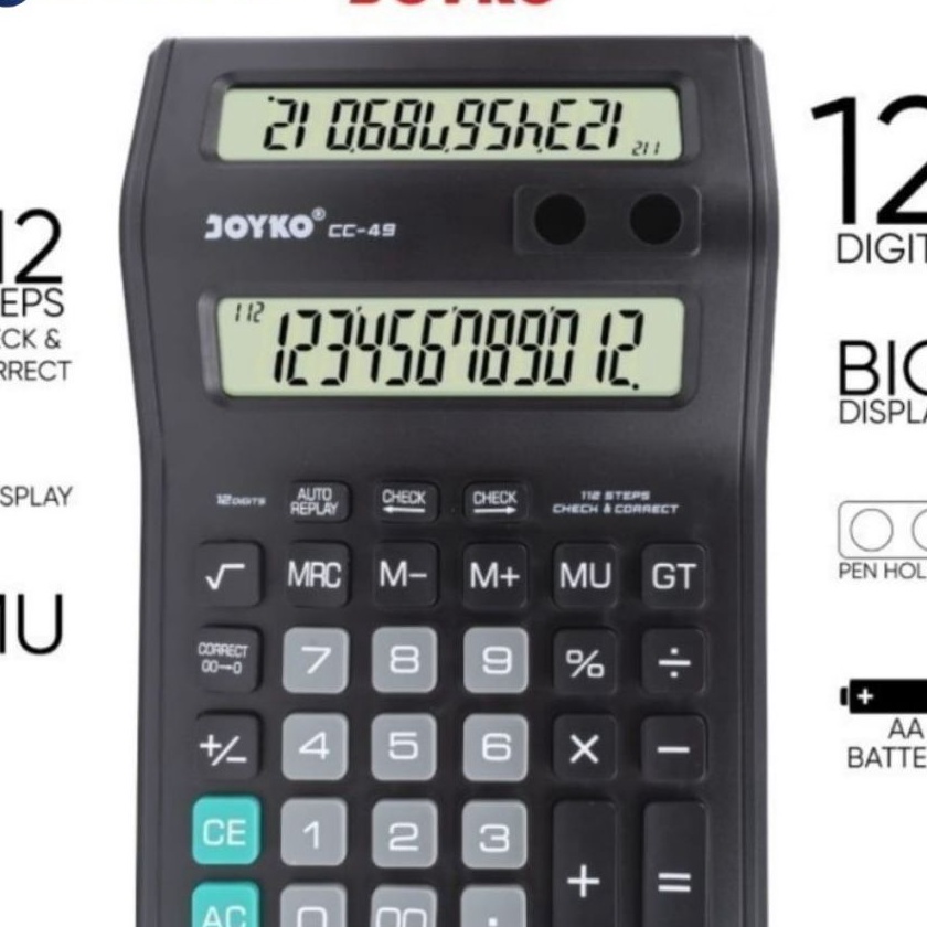 

Hot KALKULATOR DAGANG 2 LAYAR CC 49 DUAL DISPLAY CALCULATOR 12 DIT JOYKO Gratis