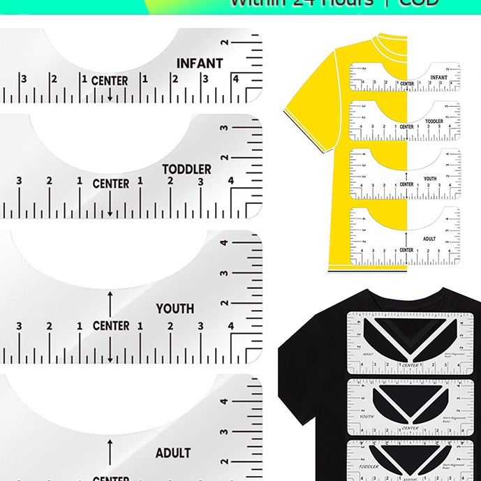 

KF7 8Pcs Penggaris Kaos Untuk Sablon DTF atau Polyflex V Neck TShirt Ruler Alat Penggaris Penjajajaran Kaos Untuk Desain Tengah