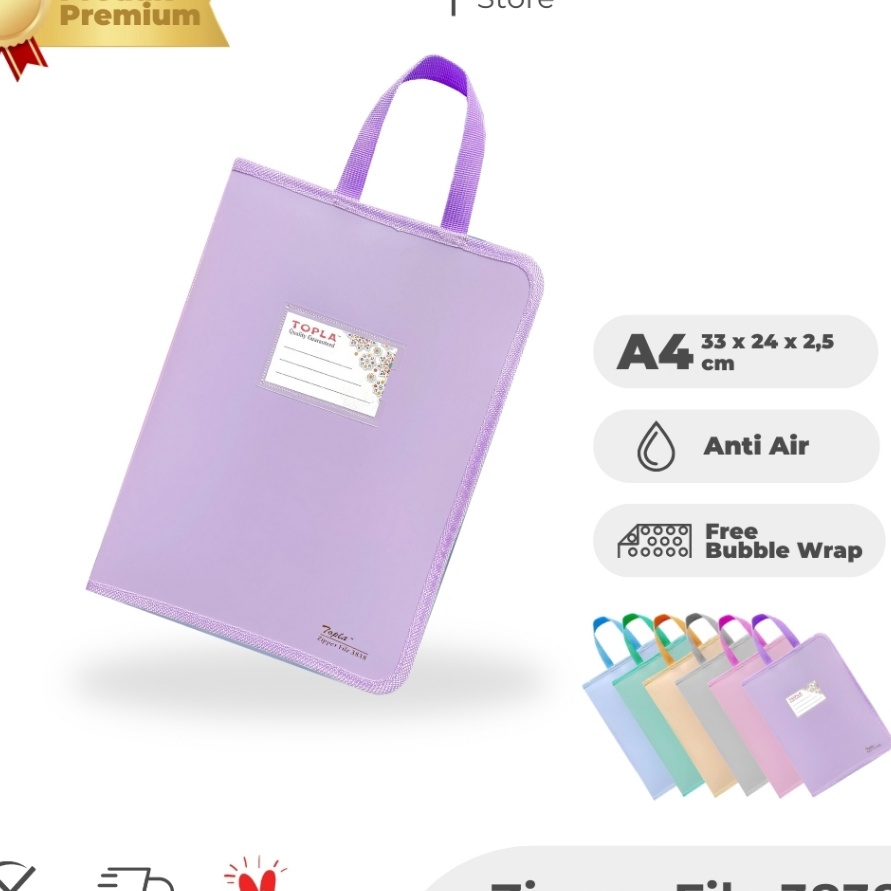 

FG2 TOPLA Zipper Bag Topla 3838T Map Dokumen Folder Sekolah A4 dengan Handle