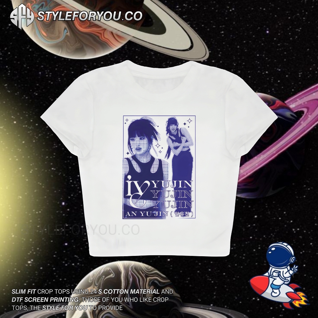 CROP TOP IVE YUJIN | GRUNGE | CROPTOP PUTIH | CROP TEE SLIM FIT STYLE Y2K VINTAGE AESTHETIC | KAOS S
