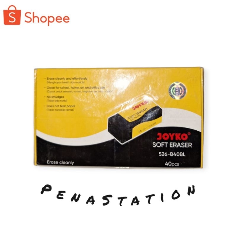 

PENGHAPUS JOYKO 526-B40BL, HITAM, SOFT ERASER, 1 PACK ( ISI 40PCS )