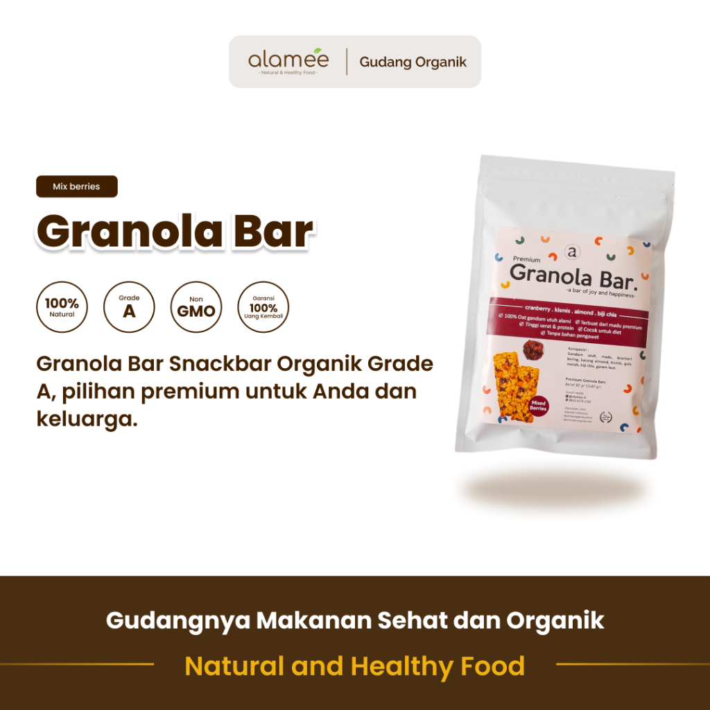 

alamee granola bar mix berries nikmat penuh kesenangan yang menggabungkan berries segar cemilan