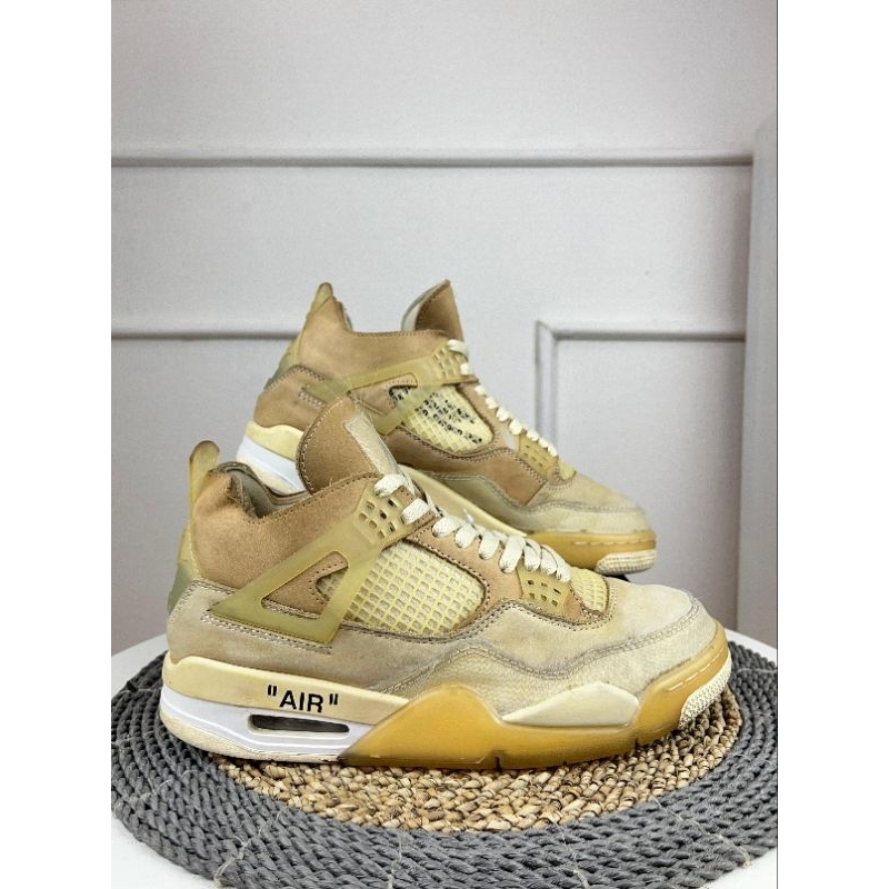 sepatu second preloved nike air jordan retro 4 x off white sail size 42 indikasi original