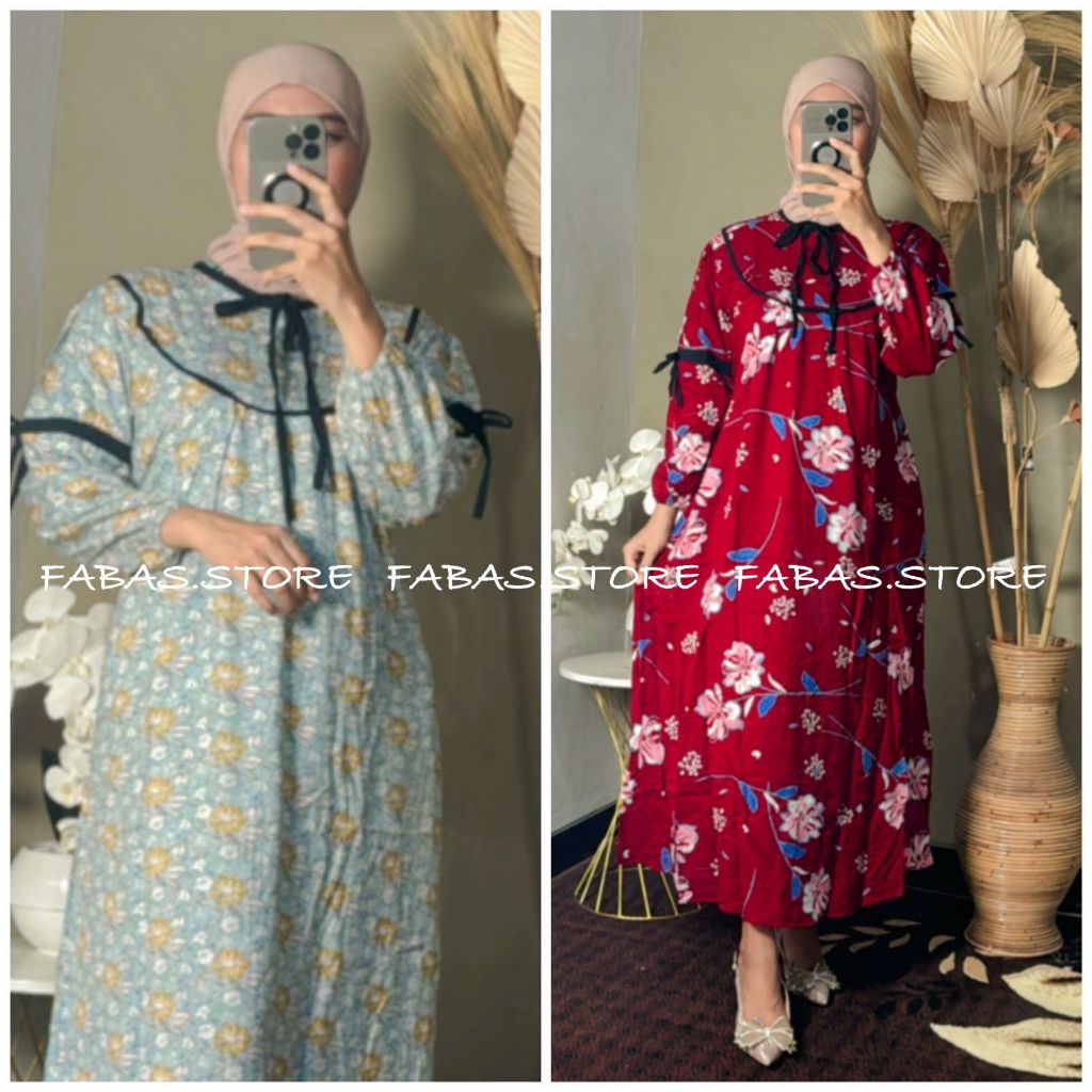 Dress Anjani pita  rayon premium jumbo busui terbaru gamis motif II Gamis Rayon Premium/ Dress anjan