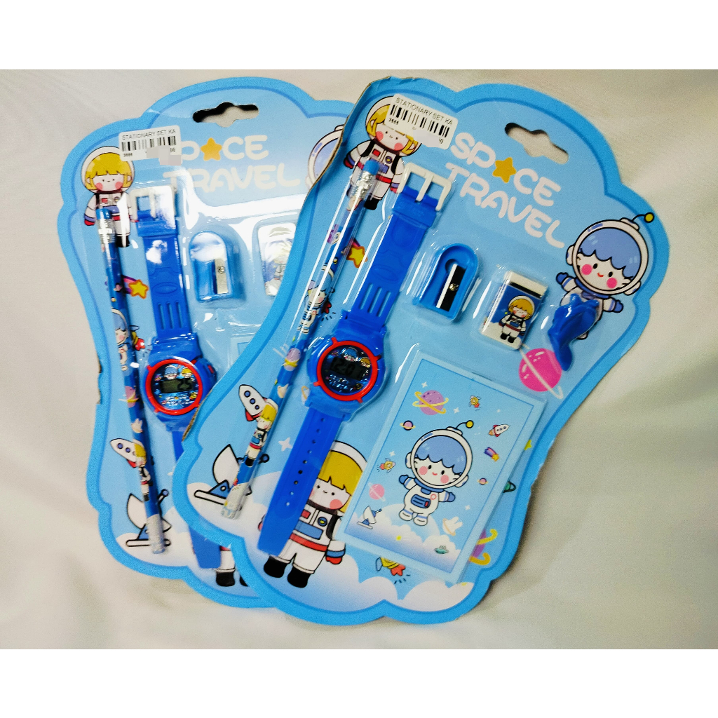 

Paket alat tulis set anak 6 in 1/Study set + jam tangan motif karakter/ATK - 3666