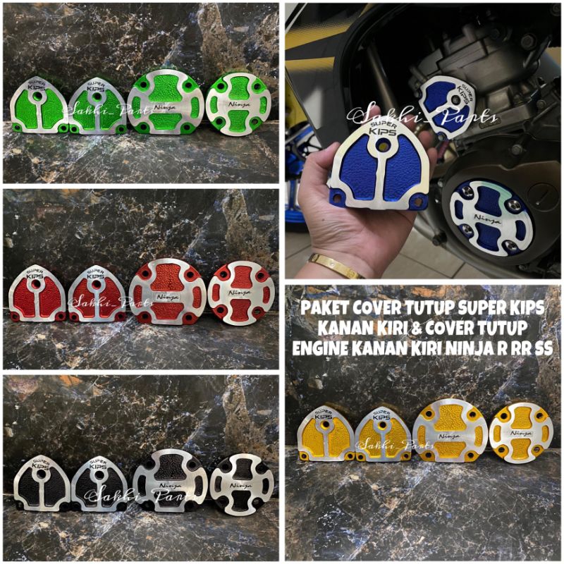 PAKET COVER TUTUP SUPER KIPS KANAN KIRI DAN COVER TUTUP ENGINE KANAN KIRI NINJA R RR SS