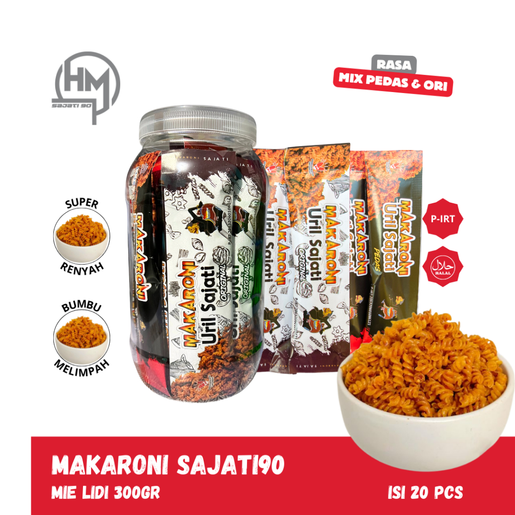 

SAJATI Makaroni Uril Sajati Rasa Original & Pedas 1 Toples - 20 Pcs Camilan