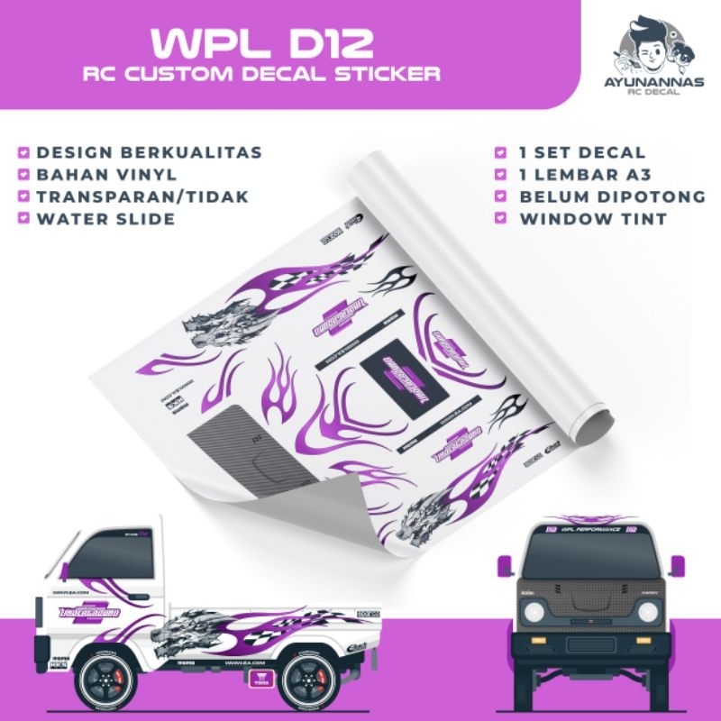 Decal Stiker RC WPL D12 skala 1:10 underground