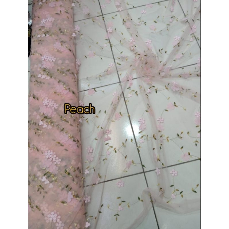 BAHAN/KAIN TILLE BUNGA TIMBUL/BUNGA 3D