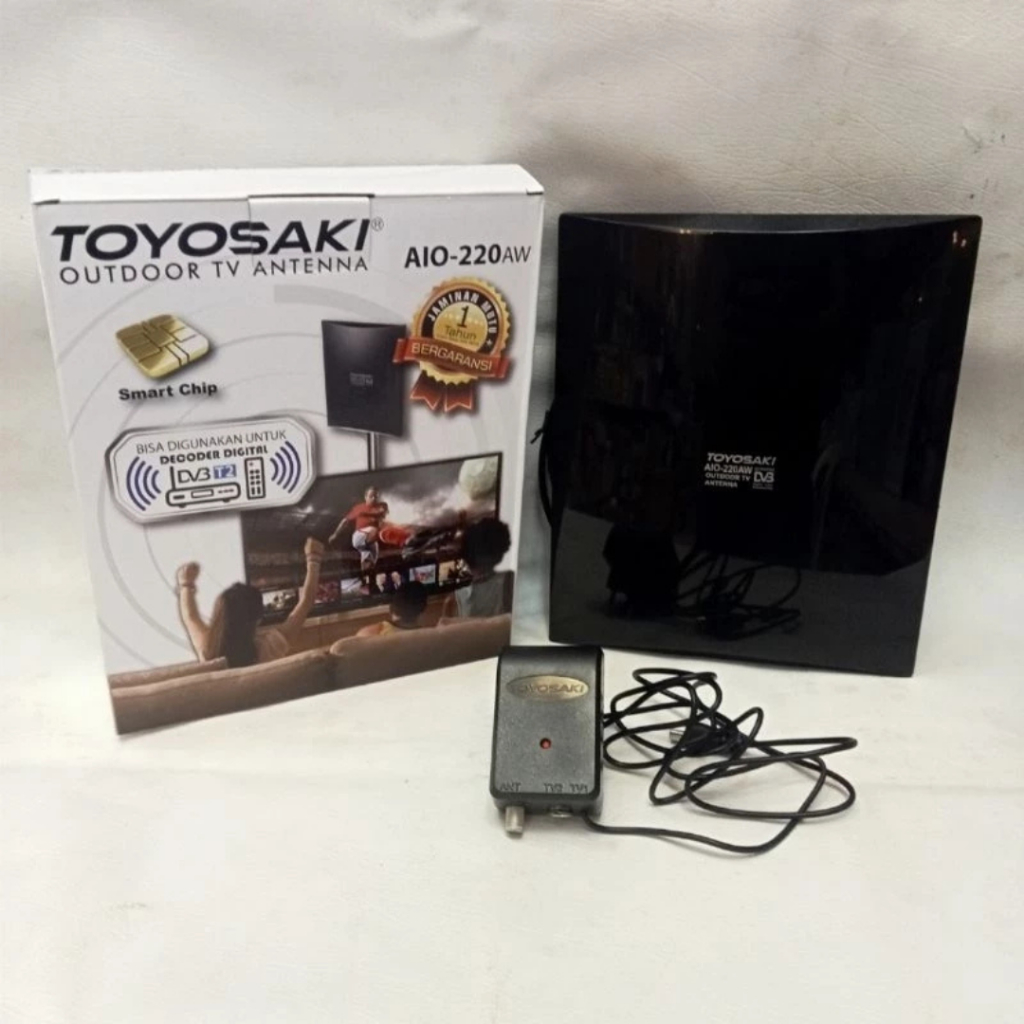 Antena tv digital Toyosaki AIO-220 AW antena luar antena dalam plus kabel 10M untuk set top box STB