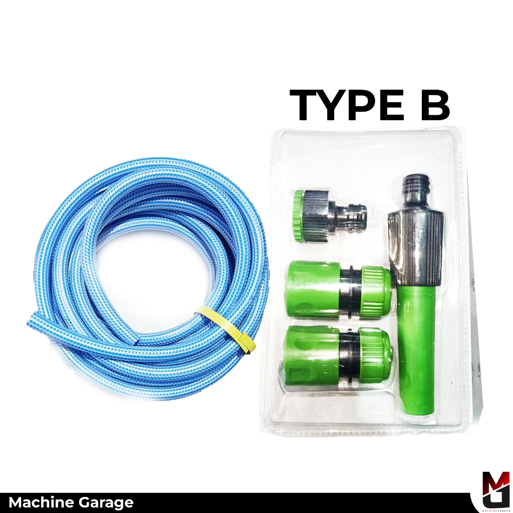 Selang Air 1/2inch biru Cuci Motor Paket Semprotan Selang Air 7 Fungsi dan Watergun Jet Spray Alat Cuci Mobil Siram