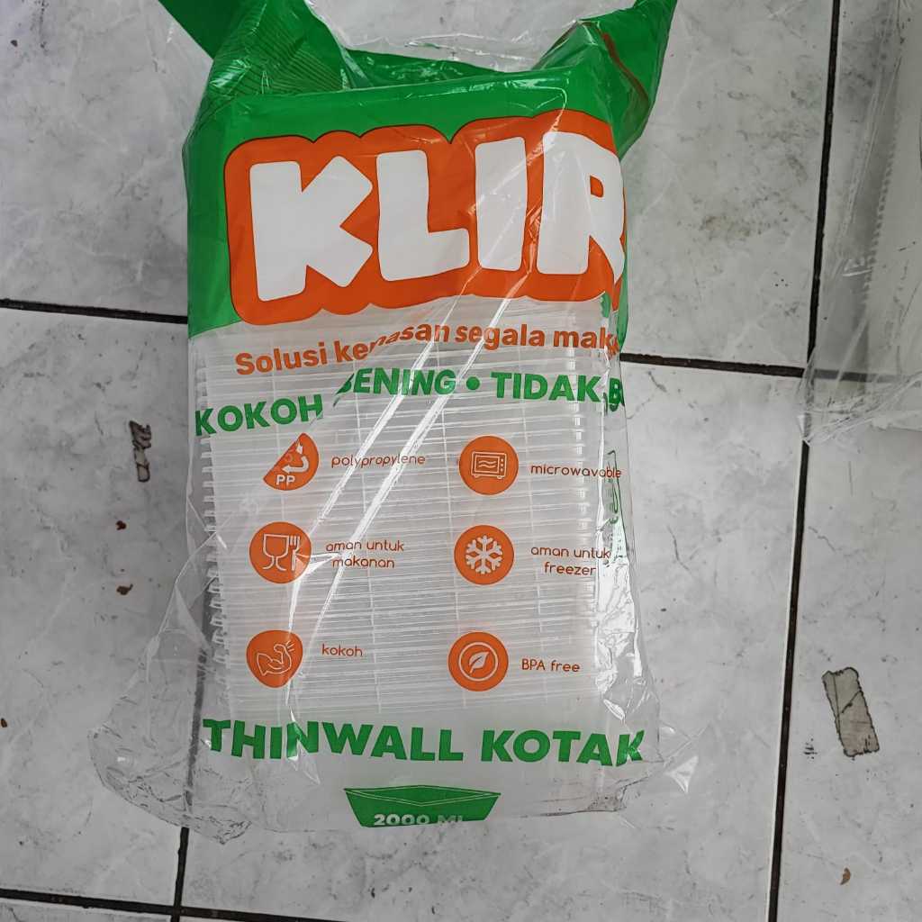 Thinwall Klir Kotak 2000ml (25 pcs) Klir / Kotak Makan / Food Container
