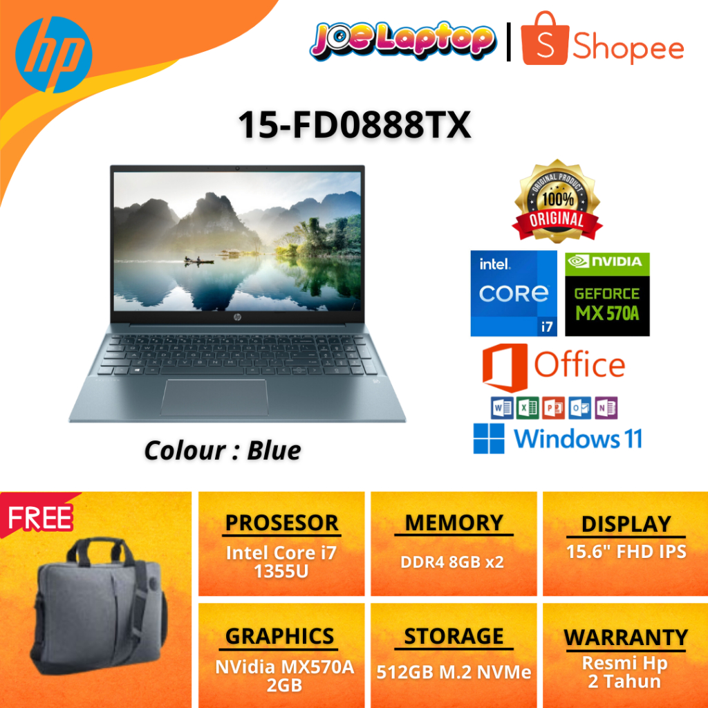 HP 15-FD0888TX Blue i7 1355U Win11 OHS