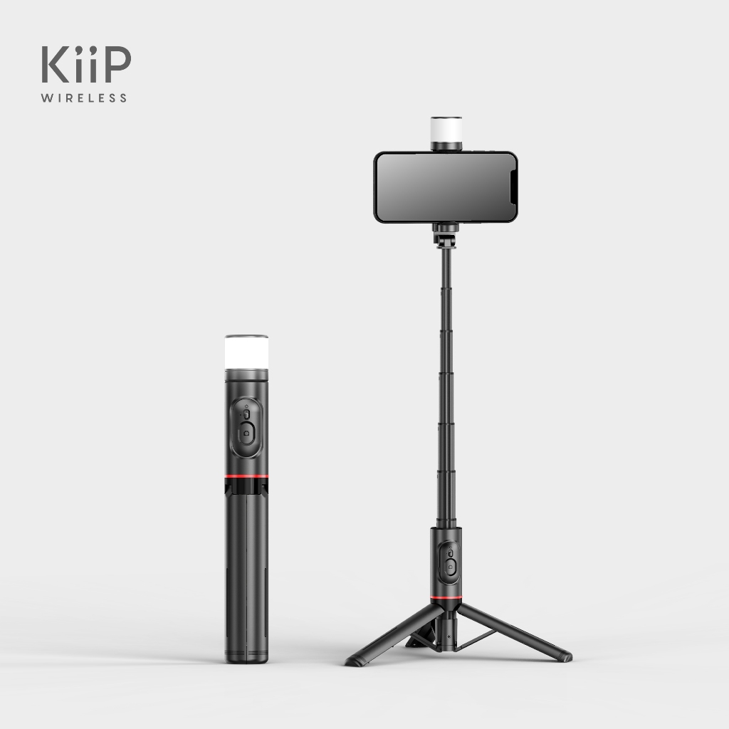 KiiP Mini Selfie Stick Tripod Tongsis Bluetooth Fill Light Handphone