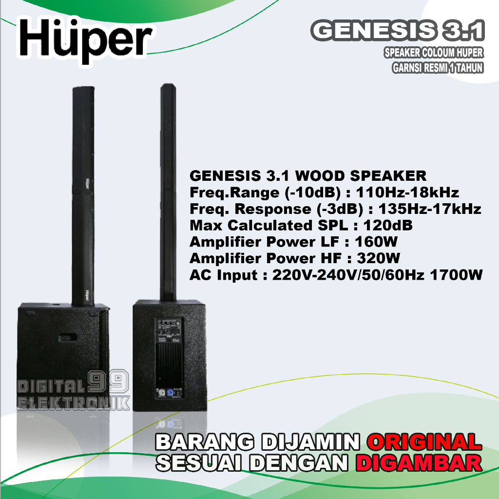 Speaker Aktif Subwoofer Huper Genesis 3.1 | 3 1 | 3-1 Original Harga 1 Pasang
